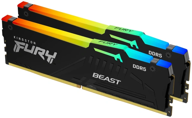 Оперативная память DDR5 32 ГБ 6000 МГц Kingston FURY Beast Black RGB (KF560C40BBAK2-32) Модулей 2 шт. купить! 