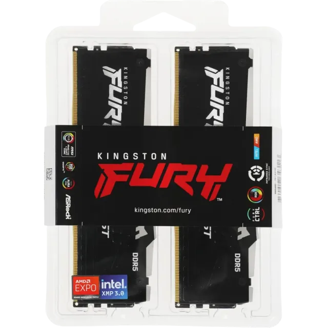 Оперативная память 32 Gb 6400 MHz Kingston FURY Beast RGB Black (KF564C32BBEAK2-32) купить! 