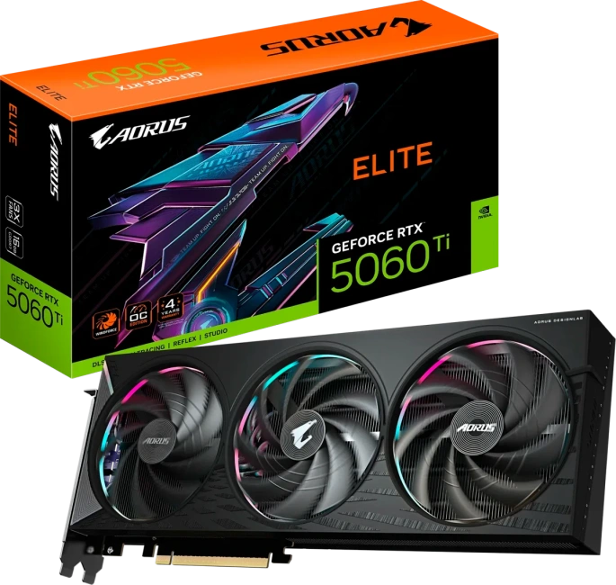 Видеокарта Gigabyte AORUS RTX 5060 Ti ELITE 16 GB (GV-N506TAORUS E-16GD), Retail купить! 