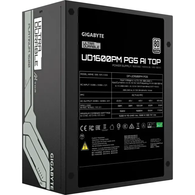 Блок питания Gigabyte 1600W UD1600PM PG5 AI TOP (GP-UD1600PM PG5) 16 Pin (PCIe 5.0 Connector Cable Details) купить! 