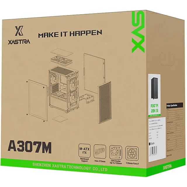 Компьютерный корпус XASTRA A307M 2BK SI Black (A307M-2FC12BK-SI) купить! 