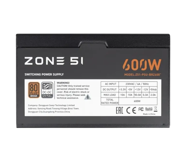 Блок питания Zone 51 600W Apex 80Plus Bronze (Z51BRZ600BK) купить! 