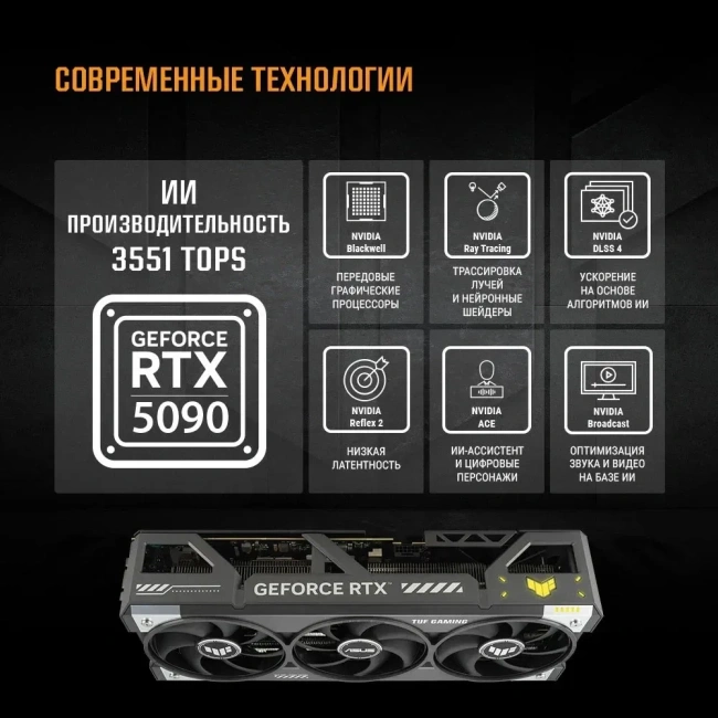 Видеокарта ASUS GeForce RTX 5090 TUF Gaming OC Edition (TUF-RTX5090-O32G-GAMING) купить! 