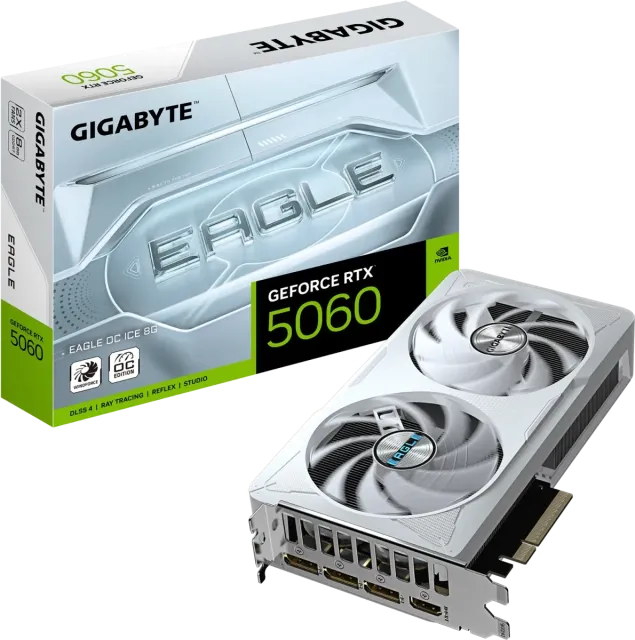 Видеокарта GIGABYTE GeForce RTX 5060 EAGLE ICE OC (GV-N5060EAGLEOC ICE-8GD) купить! 