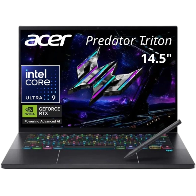 Ноутбук Acer Predator Triton 14 AI PT14-52T-96T3  (Ultra 9 288V/14.5" 2.8K OLED 120Hz Touch/32Gb/2Tb SSD/NVIDIA GeForce RTX 5070 8Gb/Win 11 Home/Стилус) Black - фото