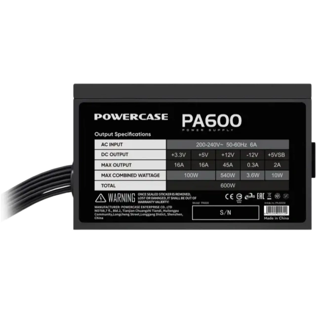 Блок питания Powercase 600W PA600 Black (PA-600SI) купить! 