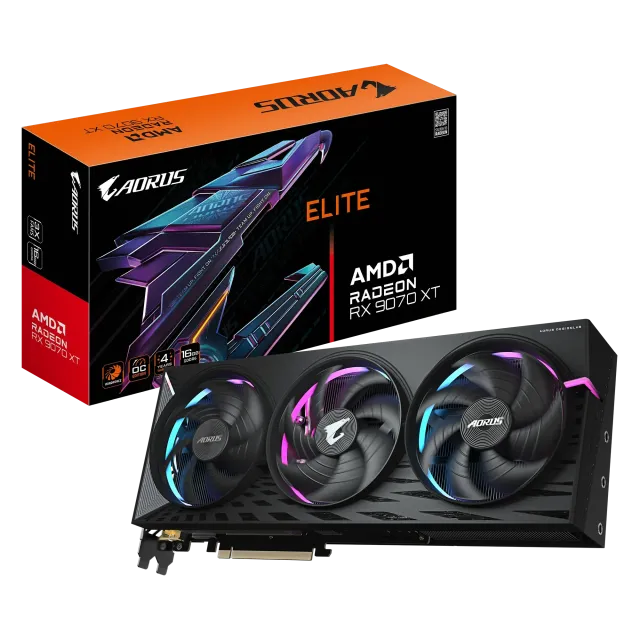 Видеокарта Gigabyte Radeon RX 9070 XT AORUS ELITE OC 16Gb (GV-R9070XTAORUS E-16GD), Retail купить! 