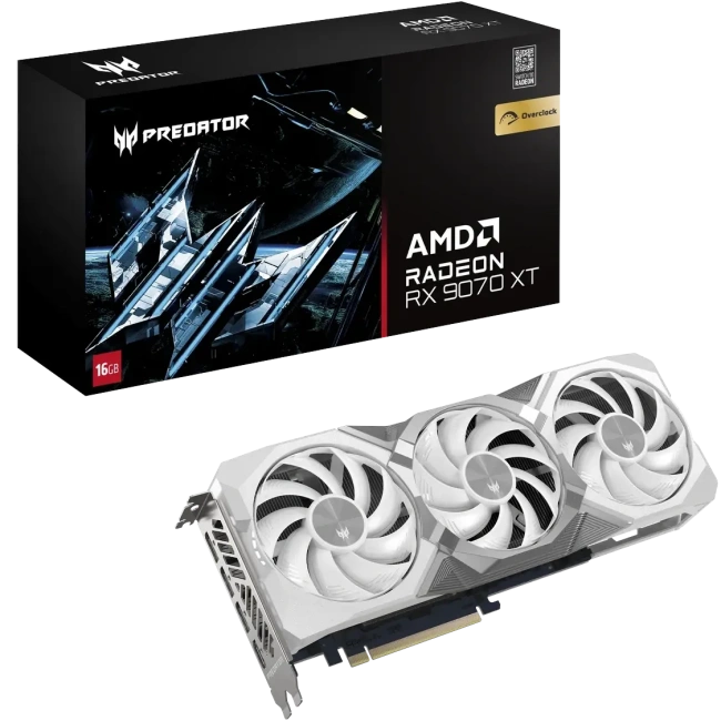 Видеокарта Acer AMD Radeon RX 9070 XT Predator BiFrost OC White (DP.Z4FWW.P02) купить! 