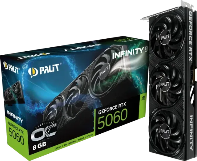 Видеокарта Palit GeForce RTX 5060 Infinity 3 OC 8Gb (NE75060T19P1-GB2063S), Retail купить! 