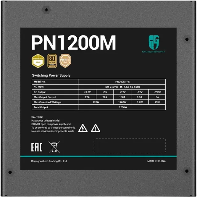Блок питания Deepcool 1200W GAMERSTORM Black PN1200M 16 Pin (PCIe 5.0 Connector Cable Details) купить! 