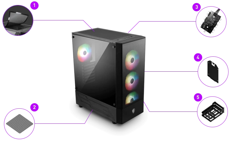 Компьютерный корпус MSI MAG FORGE 112R ARGB TG (306-7G16X23-809) Black купить! 