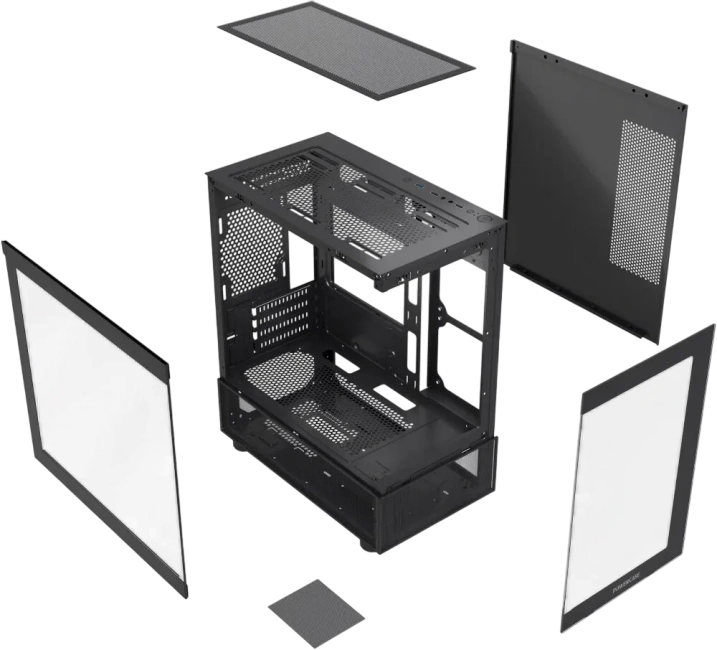 Компьютерный корпус Powercase Vision Micro M2 TG Black (CVMBM2-L0) купить! 