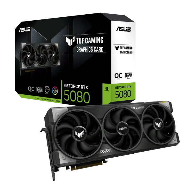 Видеокарта ASUS GeForce RTX 5080 TUF Gaming OC 16Gb (TUF-RTX5080-O16G-GAMING), Retail купить! 