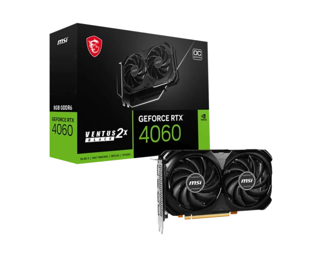 Видеокарта MSI GeForce RTX 4060 VENTUS 2X BLACK 8G OC (RTX 4060 VENTUS 2X BLACK 8G OC), Retail купить! 