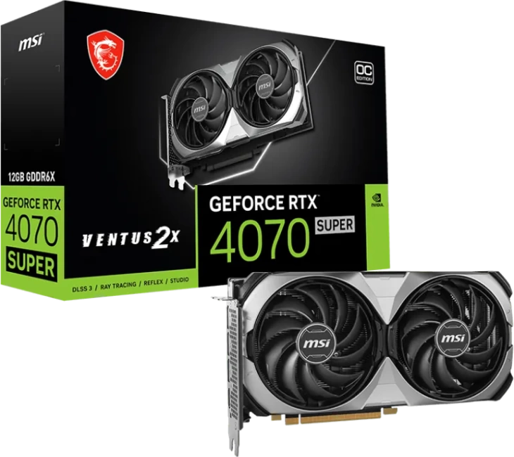 Видеокарта MSI GeForce RTX 4070 Super 12Gb (RTX 4070 SUPER 12G VENTUS 2X OC) купить! 