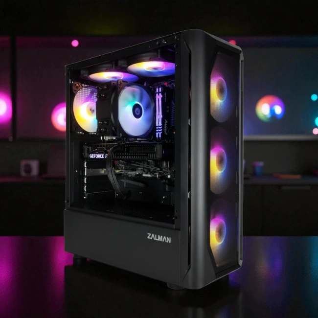 Игровой компьютер 990463 (Ryzen 5 5500 3,6 ГГц/AMD B550/16 ГБ 3,6 ГГц/1024 ГБ SSD/RTX 5050 8 ГБ/Wi-Fi/650W/ALSEYE Audin-BK ARGB Black) - купить по выгодной цене!