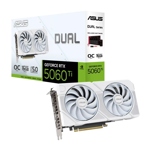 Видеокарта ASUS GeForce RTX 5060 Ti DUAL White OC Edition (DUAL-RTX5060TI-O16G-WHITE), Retail купить! 
