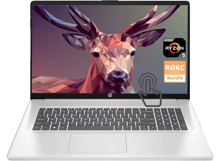 Ноутбук HP 17-cp3155cl (AMD Ryzen 5 7430U/17.3" Touchscreen 1600x900/64Gb/2Tb SSD/Wi-Fi/BT/Win 11 Pro) Silver - фото