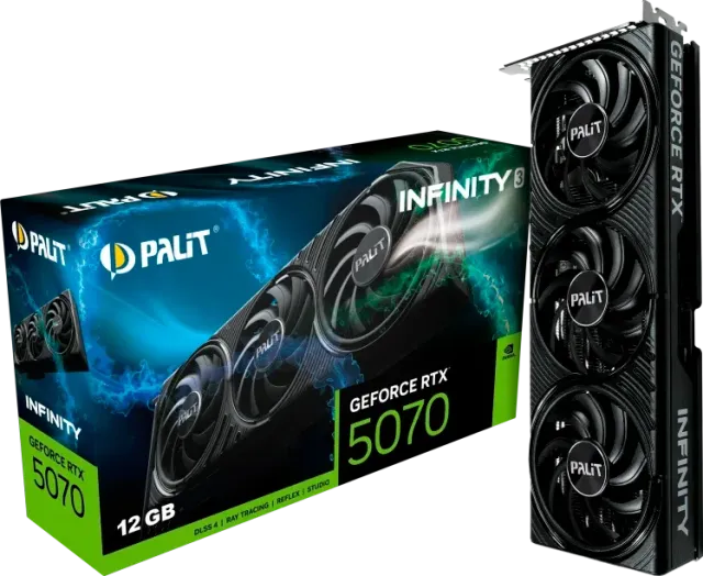 Видеокарта Palit GeForce RTX 5070 Infinity 3 (NE75070019K9-GB2050S), Retail купить! 