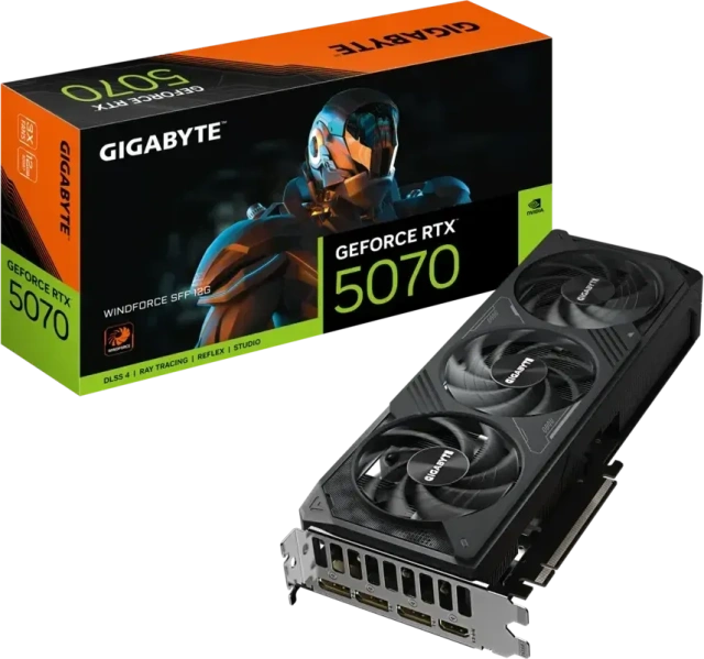 Видеокарта Gigabyte GeForce RTX 5070 WindForce 3 12GB (GV-N5070WF3-12GD), Retail купить! 