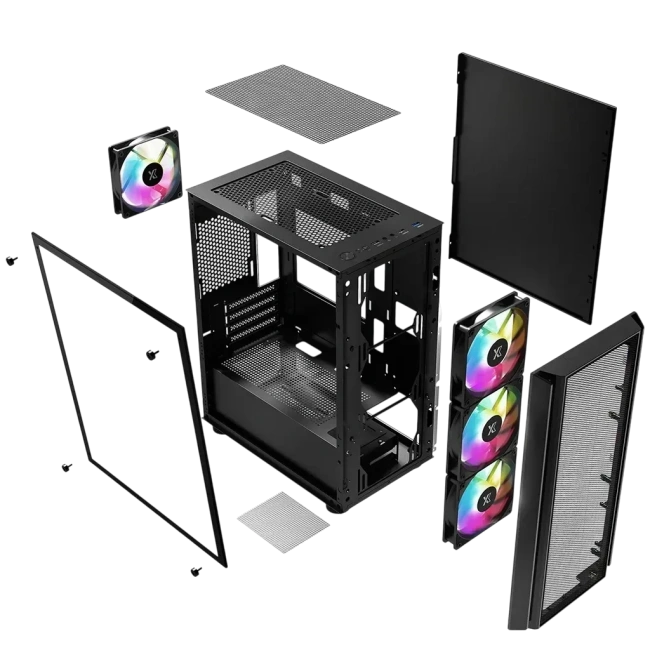 Компьютерный корпус XASTRA A402M 4ARGB-C6 TG Black (A402M-4FC12A-BK-C6) купить! 