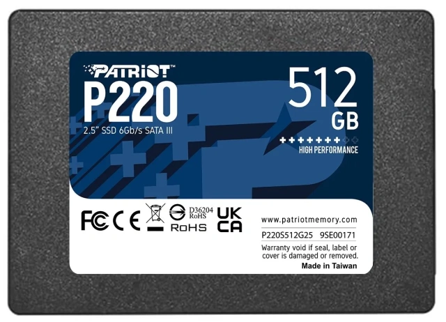 Твердотельный накопитель SSD 512 ГБ 2.5" SATA Patriot P220 (P220S512G25) купить! 