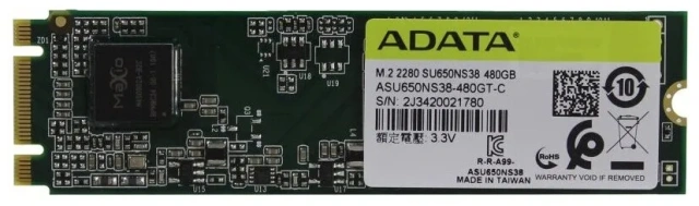 Твердотельный накопитель SSD 480 ГБ M.2 SATA ADATA SU650 (ASU650NS38-480GT-C) купить! 
