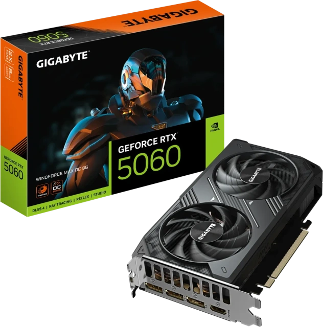 Видеокарта Gigabyte GeForce RTX 5060  WINDFORCE MAX OC 8Gb (GV-N5060WF2MAX OC-8GD), Retail купить! 