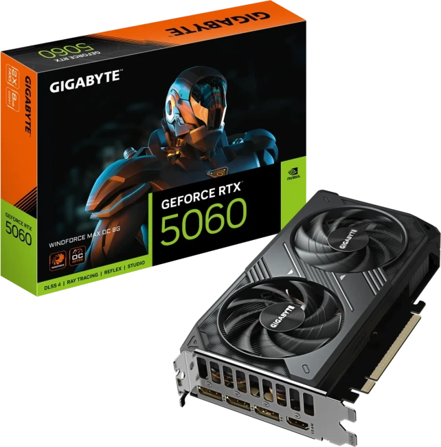 Видеокарта Gigabyte GeForce RTX 5060  WINDFORCE MAX OC 8Gb (GV-N5060WF2MAX OC-8GD), Retail купить! 