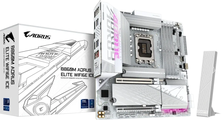 Материнская плата Gigabyte B860M AORUS ELITE WIFI6E ICE купить! 