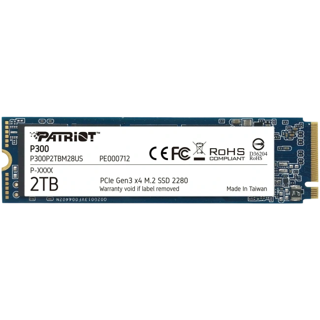 Твердотельный накопитель SSD 2 ТБ M.2 NVMe Patriot (P300P2TBM28) купить! 
