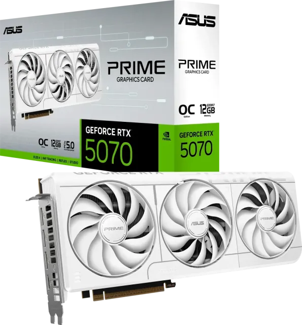 Видеокарта ASUS GeForce RTX 5070 PRIME WHITE OC Edition (PRIME-RTX5070-O12G-WHITE), Retail купить! 