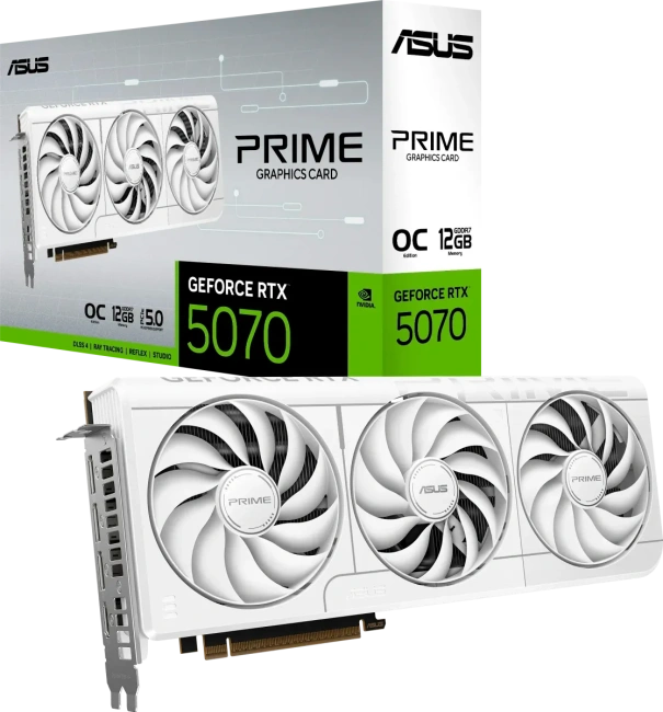 Видеокарта ASUS GeForce RTX 5070 PRIME WHITE OC Edition (PRIME-RTX5070-O12G-WHITE), Retail купить! 