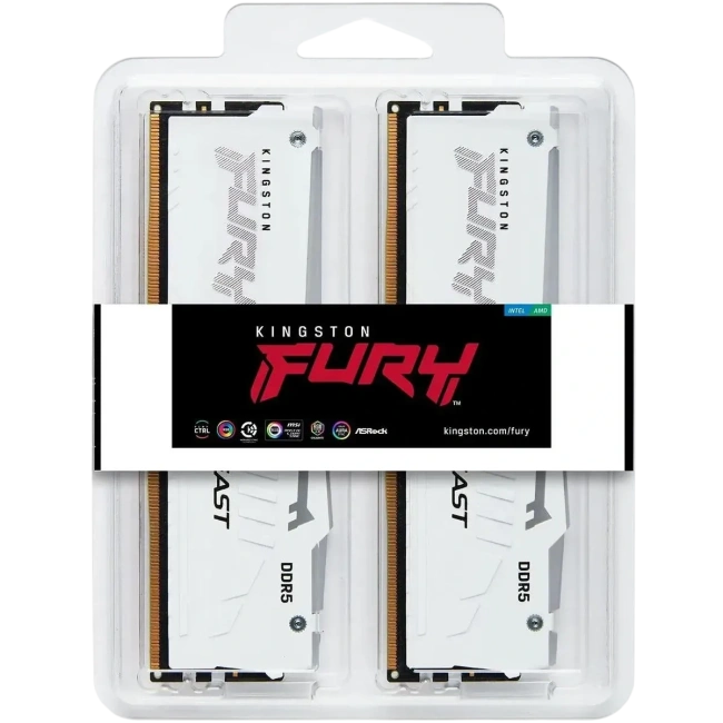 Оперативная память DDR5 64 Gb 5600 MHz Kingston FURY Beast AMD RGB White (KF556C36BWEAK2-64) купить! 