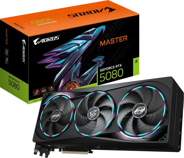 Видеокарта Gigabyte GeForce RTX 5080 AORUS MASTER OC 16Gb (GV-N5080AORUS M-16GD), Retail купить! 