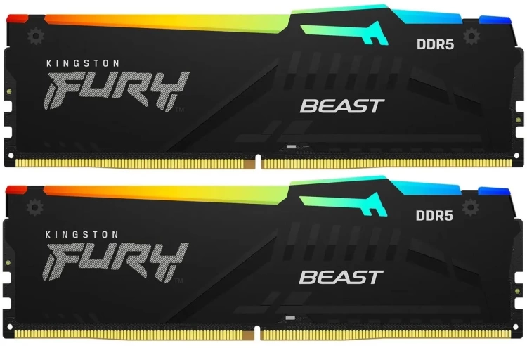 Оперативная память DDR5 16 Gb 5600 MHz Kingston FURY Beast RGB AMD Black (KF556C36BBEAK2-16) купить! 