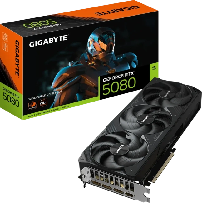 Видеокарта Gigabyte GeForce RTX 5080 WINDFORCE OC SFF 16Gb (GV-N5080WF3OC-16GD), Retail купить! 