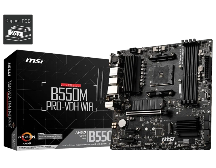 Материнская плата MSI B550M PRO-VDH WIFI (AM4/AMD B550/4xDDR4/mATX) купить! 