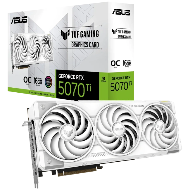 Видеокарта ASUS GeForce RTX 5070 Ti TUF Gaming OC White 16Gb (TUF-RTX5070TI-O16G-WHITE-GAMING), Retail купить! 