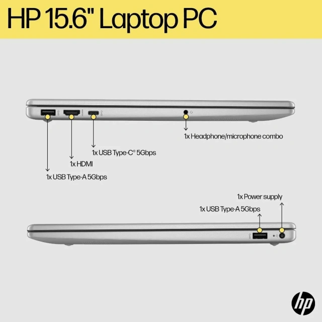 Ноутбук HP 15-fc0018nq (AMD Ryzen 5 7520U/15.6" 1920x1080/16Gb/2048Gb SSD/AMD Radeon 610M/Win 11 Pro) Silver - фото