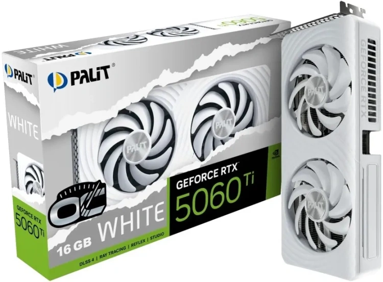 Видеокарта Palit GeForce RTX 5060 Ti White OC 16G (NE7506TU19T1-GB2061M), Retail купить! 