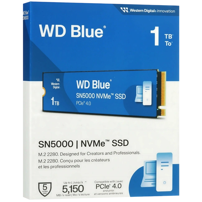 Твердотельный накопитель Western Digital 1000 Gb SN5000 Blue (WDBS3F0010BNC-WRSN) купить! 