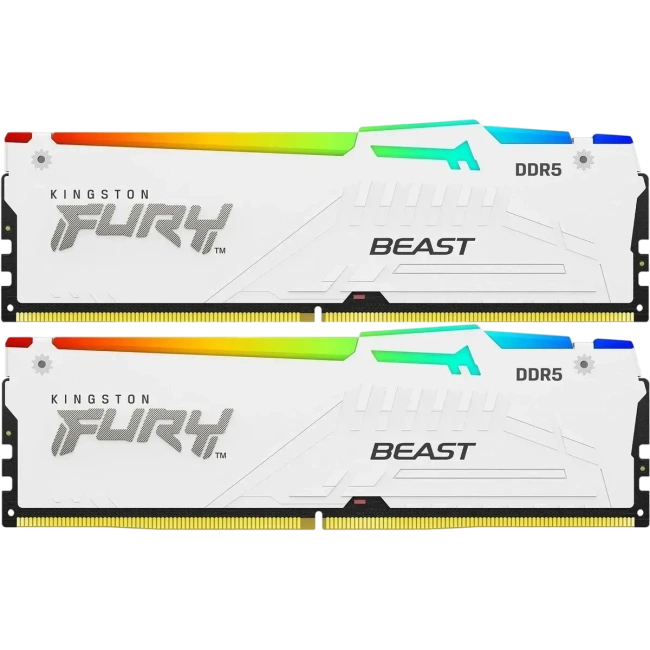 Оперативная память DDR5 64 Gb 5600 MHz Kingston FURY Beast AMD RGB White (KF556C36BWEAK2-64) купить! 