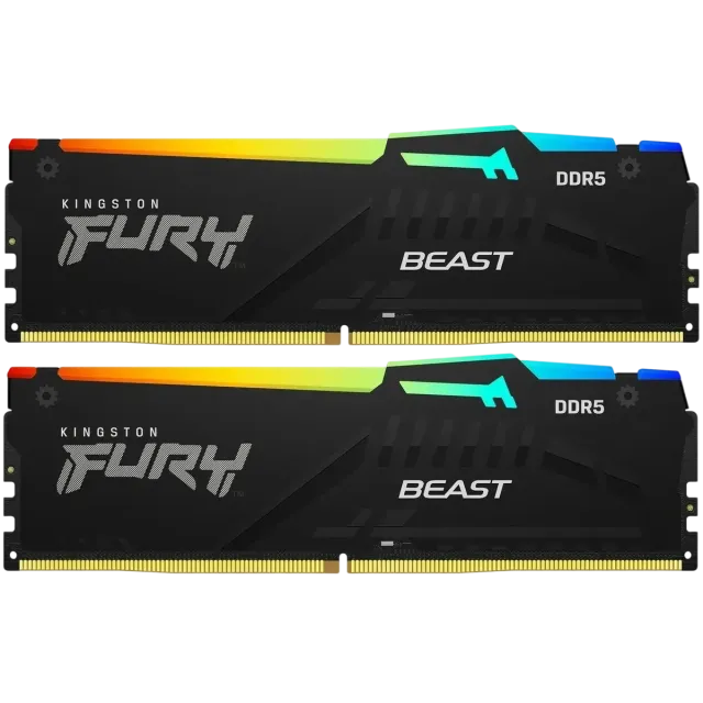 Оперативная память DDR5 32 Gb 6400 MHz Kingston FURY Beast RGB Black (KF564C32BBAK2-32) купить! 