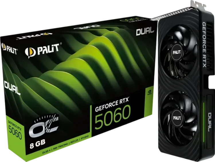 Видеокарта Palit GeForce RTX 5060 Dual OC (NE75060S19P1-GB2063D), Retail купить! 