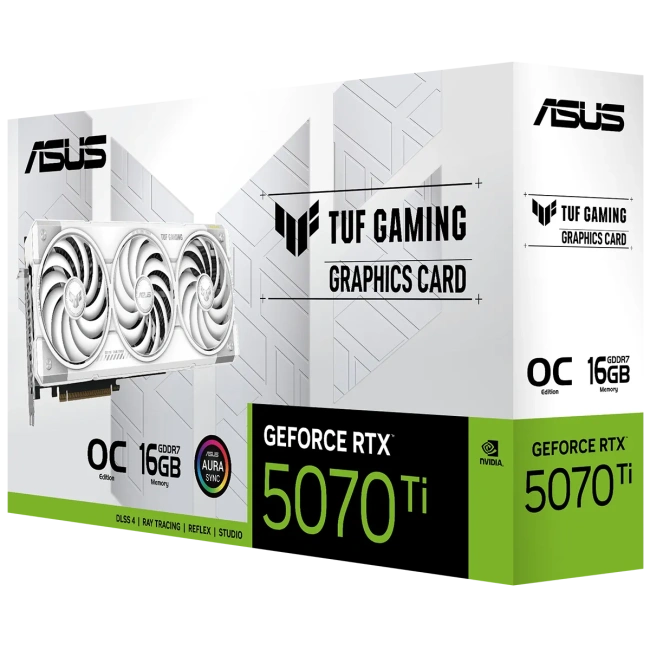 Видеокарта ASUS GeForce RTX 5070 Ti TUF Gaming OC White 16Gb (TUF-RTX5070TI-O16G-WHITE-GAMING), Retail купить! 