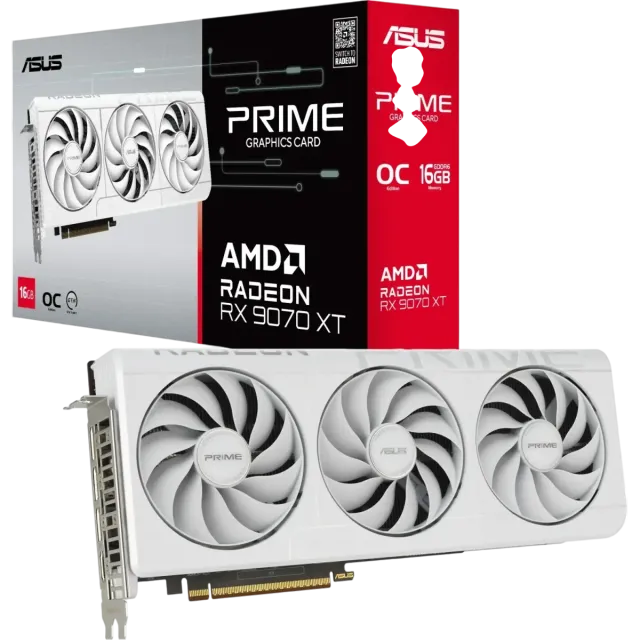 Видеокарта ASUS Radeon RX 9070 XT 16GB PRIME OC WHITE  (PRIME-RX9070XT-O16G-WHITE)  (90YV0L75-M0NA00) купить! 
