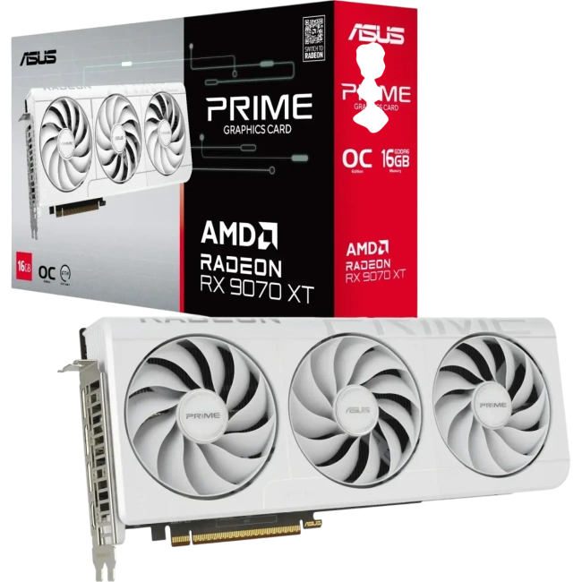 Видеокарта ASUS Radeon RX 9070 XT 16GB PRIME OC WHITE  (PRIME-RX9070XT-O16G-WHITE)  (90YV0L75-M0NA00) купить! 