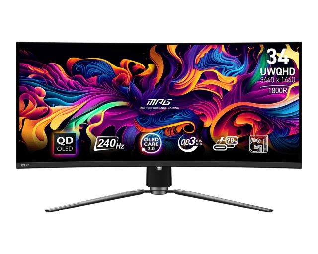 Монитор MSI MPG 341CQPX, 34" 3440x1440, QD OLED, 240Гц, 2хHDMI, 1хDP, изогнутый, черный (9s6-3dd04t-036)