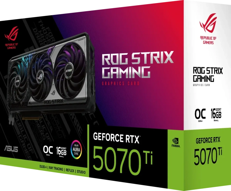 Видеокарта ASUS GeForce RTX 5070 Ti OC 16Gb (ROG-STRIX-RTX5070TI-O16G-GAMING), Retail купить! 